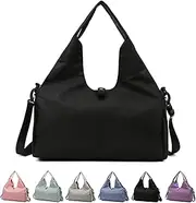 [HiGropcore] Yoga Gym Bag for Women, Gym Duffel Bag with Yoga Mat Holder & Shoe Compartment, Weekender Travel Tote Bag with Wet Dry Pockets