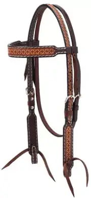 Western Two Tone Leather Hand Set of Breast Collar and Headstall