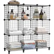 Wire Cube Storage, Storage Shelves 9 Cube Bookshelf Bookcase Closet Organizer...