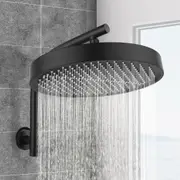 ACA 13" Rain Shower Head Set Black Round Gooseneck Shower Wall Arm