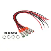 4Pcs 220V 6mm Indicator Lights Convex Head Panel Mount with Cable Red Green