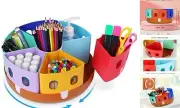 Rotating Art Supply Organizer - Lazy Susan Office School Supplies for Kids