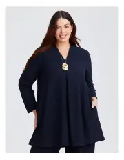 [Taking Shape] Rib Knit Longline Tunic in Dark Indigo