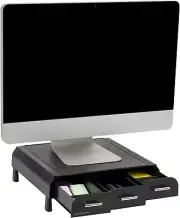 Monitor Stand, Laptop Riser, Desktop Organizer, Storage Drawer, Office, Plastic,