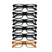 6 Pairs Mens Ladies Wayfarer Frame Magnifying Reading Glasses Nerd Spectac +1.5