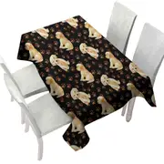Cute Pattern of Dog Paw and Labrador Puppy Tablecloth