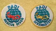 PADI RESCUE DIVER & DIVEMASTER SCUBA PATCHES - as pictured