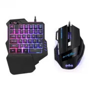 Gaming Keyboard And Mouse Combos RGB One-Handed Keypad Mice 3200 DPI Converter