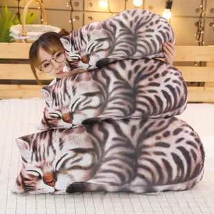 可愛瞌睡貓咪動物抱枕仿真3d創意長條睡覺抱枕玩偶兒童毛絨玩具