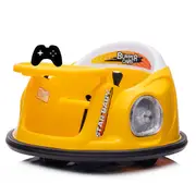 12V Bumper Car fro kids with Parental Remote with 360 Spin Function - Yellow - POSHO