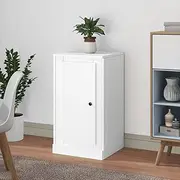 Wood Sideboard, Cupboard with Door, Buffet Cabinet, Coffee Bar with Compartment for Dinning, Living Room, Kitchen, Easy Assemble, 37.5x35.5x67.5 cm, White