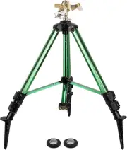 Heavy-Duty Impact Sprinkler on Tripod Base, 360° Coverage, Adjustable 16-37” Hei