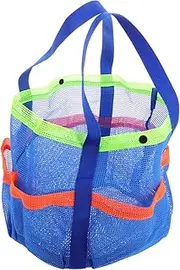[Toyvian] Mesh Beach Storage Bag Large Lightweight Tote with Pockets Sandproof Shower Caddy for Family Durable Handheld Design