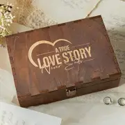 AW BRIDAL Keepsake Box With Lid - Wood A ture love story never ends Burlywood
