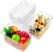 6 Pack Large Clear Plastic Storage Bins,Plastic Containers with Handle for Pantr