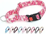 Martingale Dog Collar for Small Medium Large Dogs,Adjustable Safety Lockable Buckle Dog Collar with Rose Daisy Flower,Walking Training Boy and Girl Dogs（ Rose Daisy-L