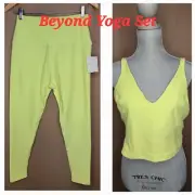 MADE IN USA !!! Beyond Yoga Spacedye High Waisted Leggings & Top XL Lime NWT