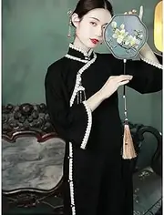 [JIMINISO] Chinese Traditional Slim Tight Qipao Elegant Stand-up Collar Dress Lace Long Black Evening Banquet Modern Cheongsams