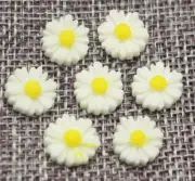 50 White Cabochon Daisy Flower Flatback Resin 11mm DIY Embellishments