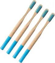 Hoement 4pcs Bristle Toothbrush Adult Toothbrush Travel Toothbrush Natural Charcoal Toothbrush Adults Toothbrush Toothbrush Bristle Travel Toothbrush Wooden Blue