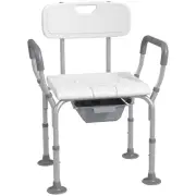 HOMCOM 3‑in‑1 Shower Chair Commode Adjustable Toilet Seat | 136 kg Capacity