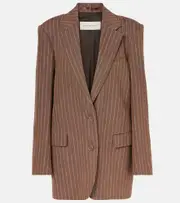 [Dries Van Noten] Dries Van Noten Striped linen-blend blazer AU 12 brown