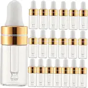 SHERCHPRY 20Pcs Dropper Bottles with Pipette Refillable Sample Containers for Essential Oils Perfumes and Liquids Leak Design for Travel