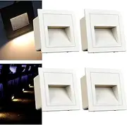 [Arotelicht] 4pcs/3W Wall Recessed Stair Lights,IP65 Waterproof,Warm White,LED Step Night Light Indoor/Outdoor,Aluminum,Garden Lighting Deck Balcony,White Cover,for Stairs,Corridors,Steps