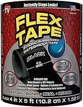 Flex Tape, Original Thick Flexible Rubberized Waterproof Tape - Seal and Patch Leaks, Works Underwater, Indoor Outdoor - Home RV Roof Plumbing and Pool Repairs, Black, 10.2cm x 1.52m