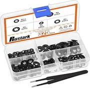 Rustark 326Pcs 5 Sizes M2-M5 Internal Tooth Star Lock Washers Assortment Kit, Black Oxide Finish Quick Speed Locking Washers Push On Speed Washers Push on Locking Washer