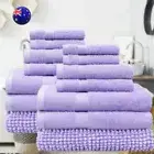 14 Pack 100% Cotton Bath Hand Face Towel & Chenille Toggle Mat Combo Luxury Set