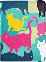 [Amooorous] Blue Cartoon Dachshund Silhouettes Leather decorative passport book holder Vaccine Case Protector Cover Travel Passport Wallet With Vaccination Card Slot Lightweight, blue cartoon dachshund