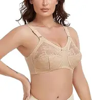 [ANTIY] Womens Wireless Lace Bras Ultra Thin Comfort Bra Lingerie Full Coverage Unlined Sexy Bralette Plus Size C D Cup (Color : Skin, Size : 80/36C)