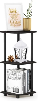 Turn-N-Tube 3-Tier Corner Display Rack Multipurpose Shelving Unit, Espresso/Blac