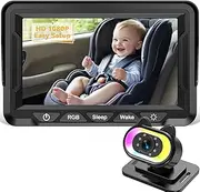 Wkzay Baby Car Camera for Backseat – HD 1080P, 150° Wide Angle, Night Vision, Easy Installation, Adjustable LED Light, 4.3” LCD Display, Anti-Glare, Safety Monitor for Parents