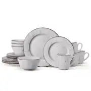 16-Piece Pineapple White Stoneware Dinnerware Set (Service for 4)
