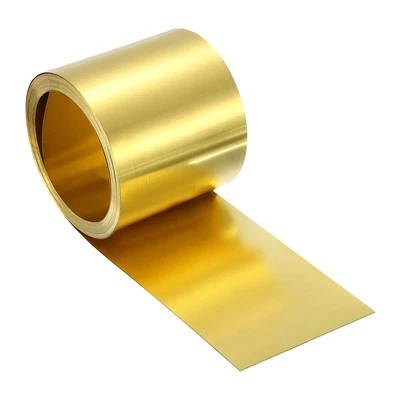 Brass Sheet Roll, 200" x 2" x 0.003" Metal Flashing Brass Foil Roll, Gold