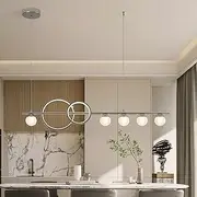 Ganeed Dimmable LED Chandelier Lighting 47" Modern Pendant Light 58W Chandeliers Ceiling Light Fixture for Living Room Dining Room Kitchen Island, 7 Lights 3000K-6000K