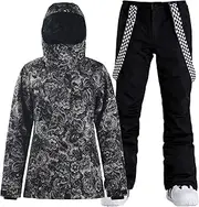 [GSOU SNOW] Women's Ski Jackets and Pants Set SnowSuit Snowboard Coat Waterproof Windproof Insulated Hoodie