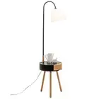 Florence Tripod Lamp Shelf Storage Drawer Bed Side Table - Light w/ USB Charger