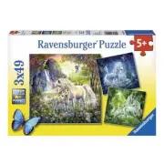 Beautiful Unicorns 3 x 49 pc Jigsaw puzzles 5+