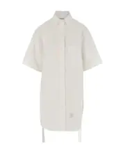 Thom Browne Logo Patch Button-Up Shirt Dress IT40,IT44,IT38 white