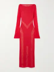 [Cult Gaia] Cult Gaia - Kennon Crochet-trimmed Knitted Midi Dress - Red - x small x small Red