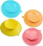 NOLITOY Non-Slip Bowls 4pcs Silicone Suction Pads Bowl Pads Reusable Suction Plate for Boys and Girls Dinnerware Mats