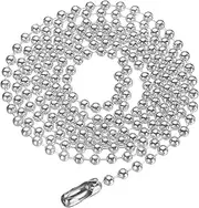[sourcing map] Iron Ball Chain Round Bead Necklace Dog Tag Pull Chains with Connectors Clasps for Men Women Jewelry Making Bracelets Keychain