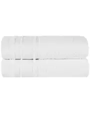 Superior Set of 2 Zero Twist Cotton Dobby Border Plush Soft Absorbent Bath Sheets