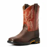 Ariat Kids Work Hog Square Toe Western Boots Dark Earth/Brick 10007837 MANY SIZE