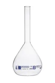 Eisco Labs 2000ml Volumetric Flask, Class B, Rimmed, Graduation Mark
