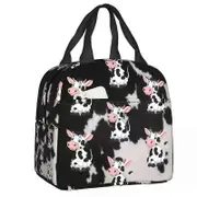 a2118 Cute Milk Cow Insulated Lunch Tote Bag ResuableBento Box School sz627