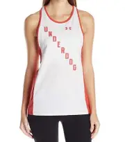 Under Armour Shirt Womens Small Tank Rest Day Underdog Tank White Red Colorblock